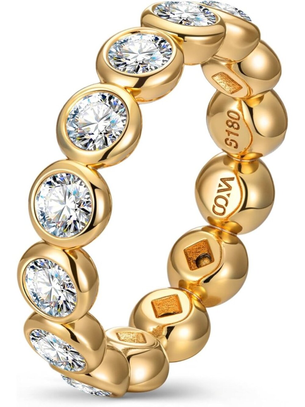 14K Gold Plated Women's Eternity Band Ring with Sparkling Swarovski Crystals